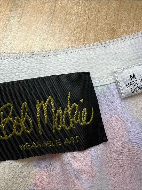 Bob Mackie wearable art lined floral chiffon tiered maxi skirt size M - Picture 3 of 5